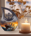 10-inch Ship Urn with Cross Drop design