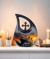 10-inch Ship Urn with Cross Drop design