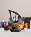 10-inch Ship Urn with Cross Drop design