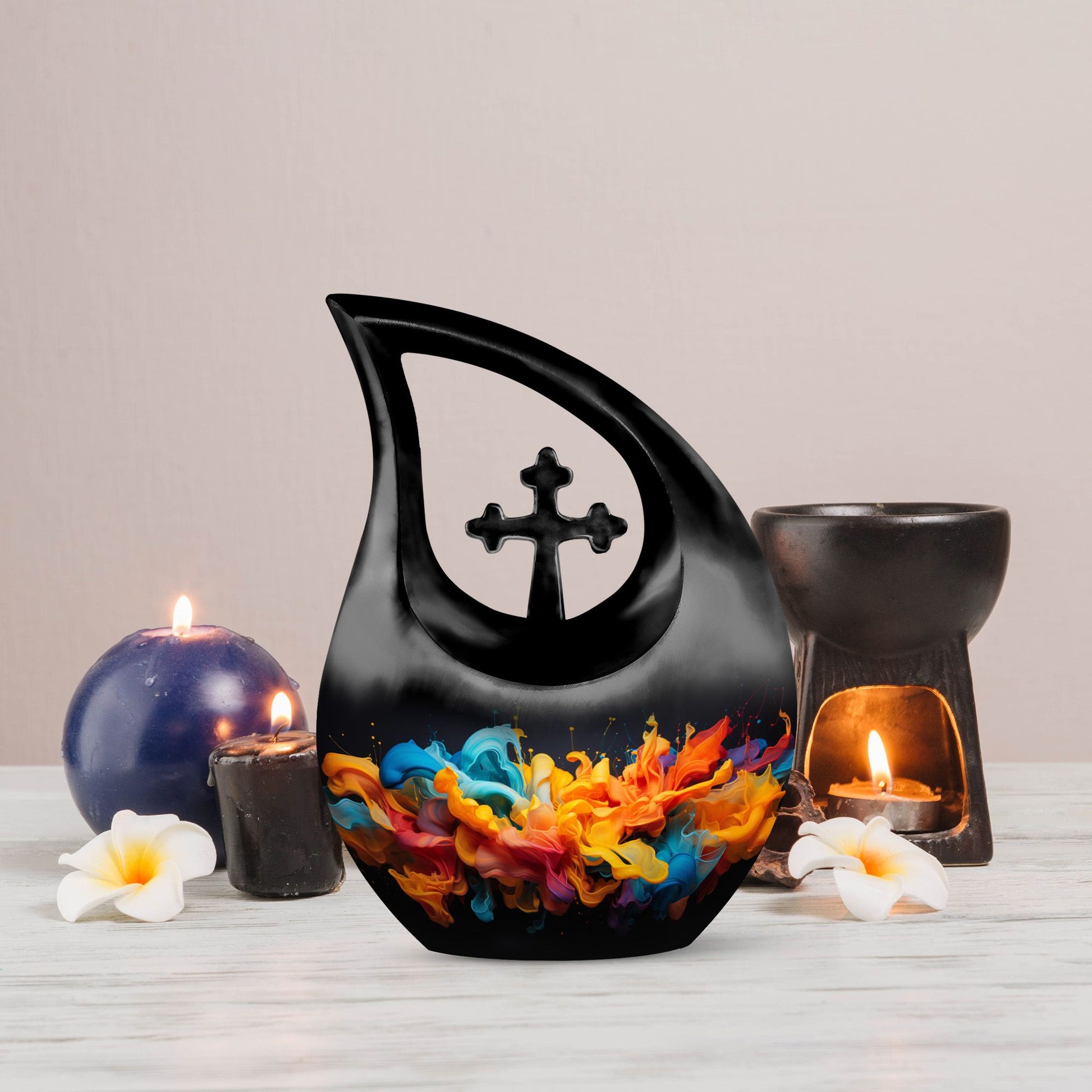 Abstract Cross Drop Personalized Urn 