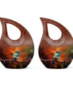 10 inch cross drop design humming bird urn