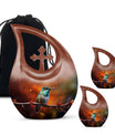 10 inch cross drop design humming bird urn