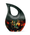 Hummingbird-themed 10 Inch Cross Drop Cremation Urn