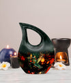 Hummingbird-themed 10 Inch Cross Drop Cremation Urn