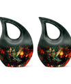 Hummingbird-themed 10 Inch Cross Drop Cremation Urn