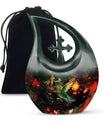 Hummingbird-themed 10 Inch Cross Drop Cremation Urn
