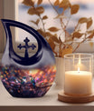 10 Inch Cross Drop Humming Bird Urn 