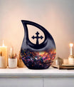 10 Inch Cross Drop Humming Bird Urn 