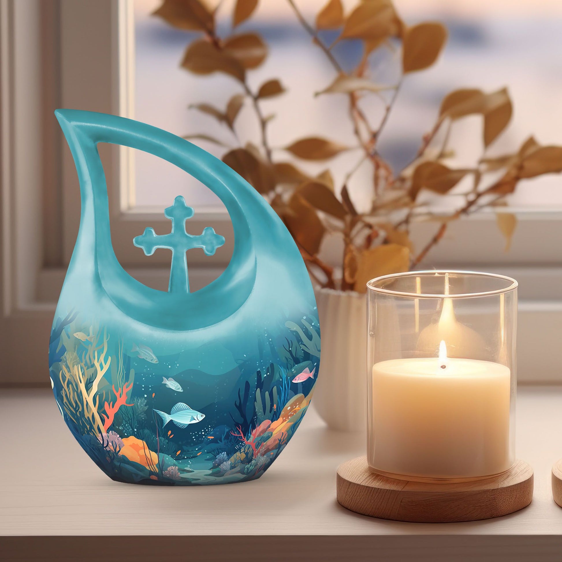 10-inch Fish In Ocean Urn,