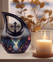 Large 10 inch majestic deer running urn 