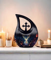 Large 10 inch majestic deer running urn 