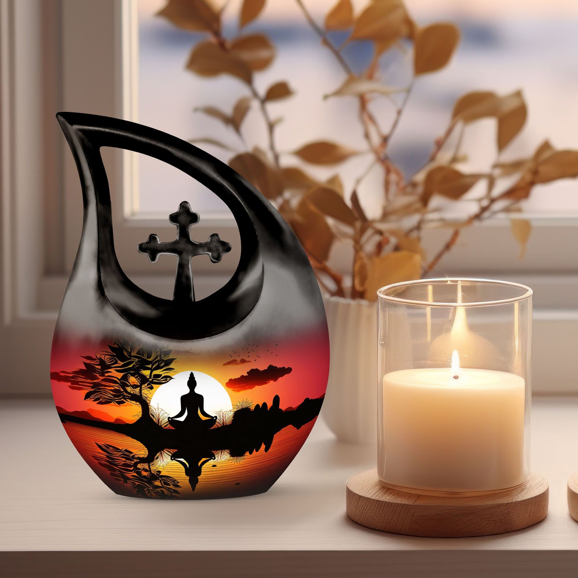 Yoga In Sunset Urn