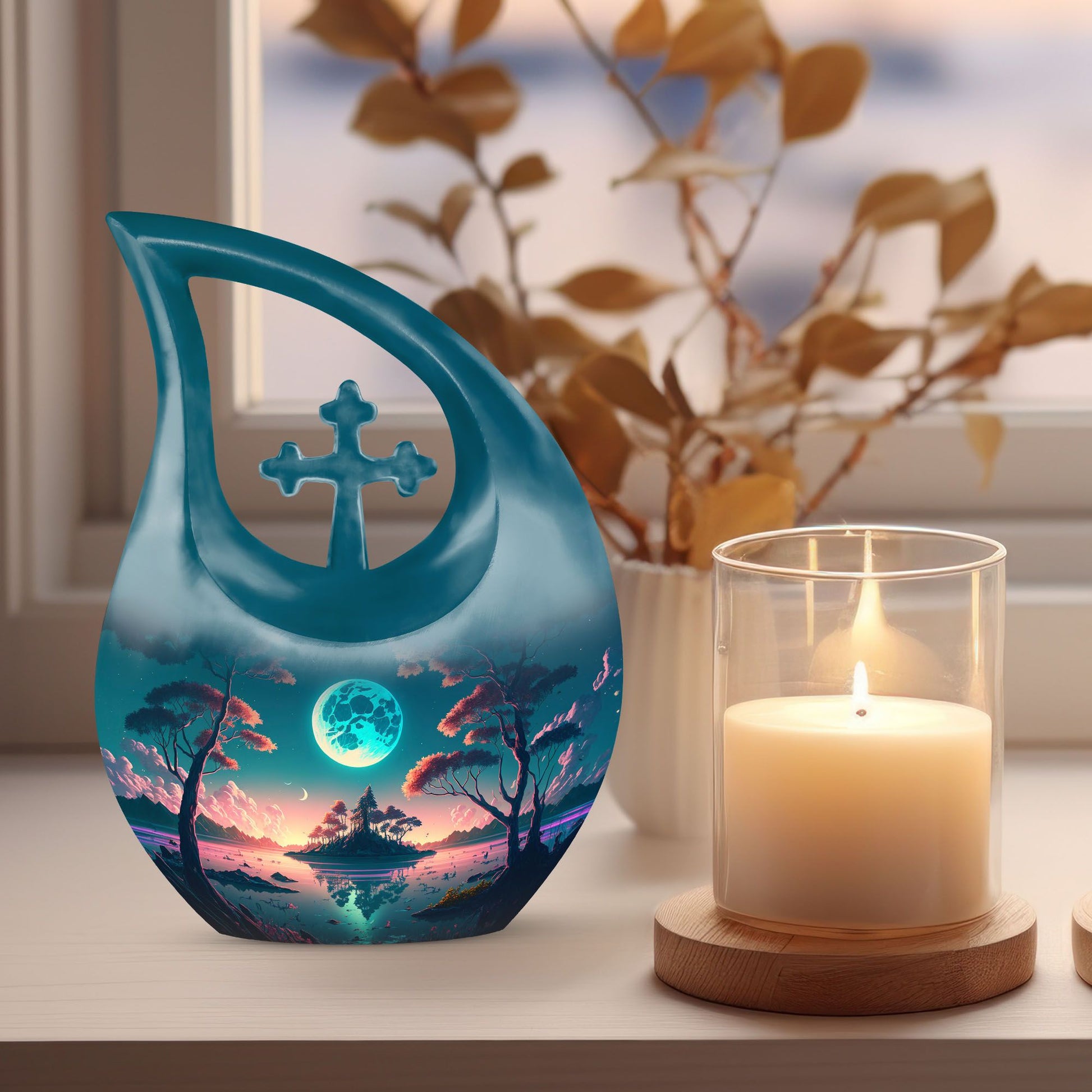 Blue Full Moon urn 