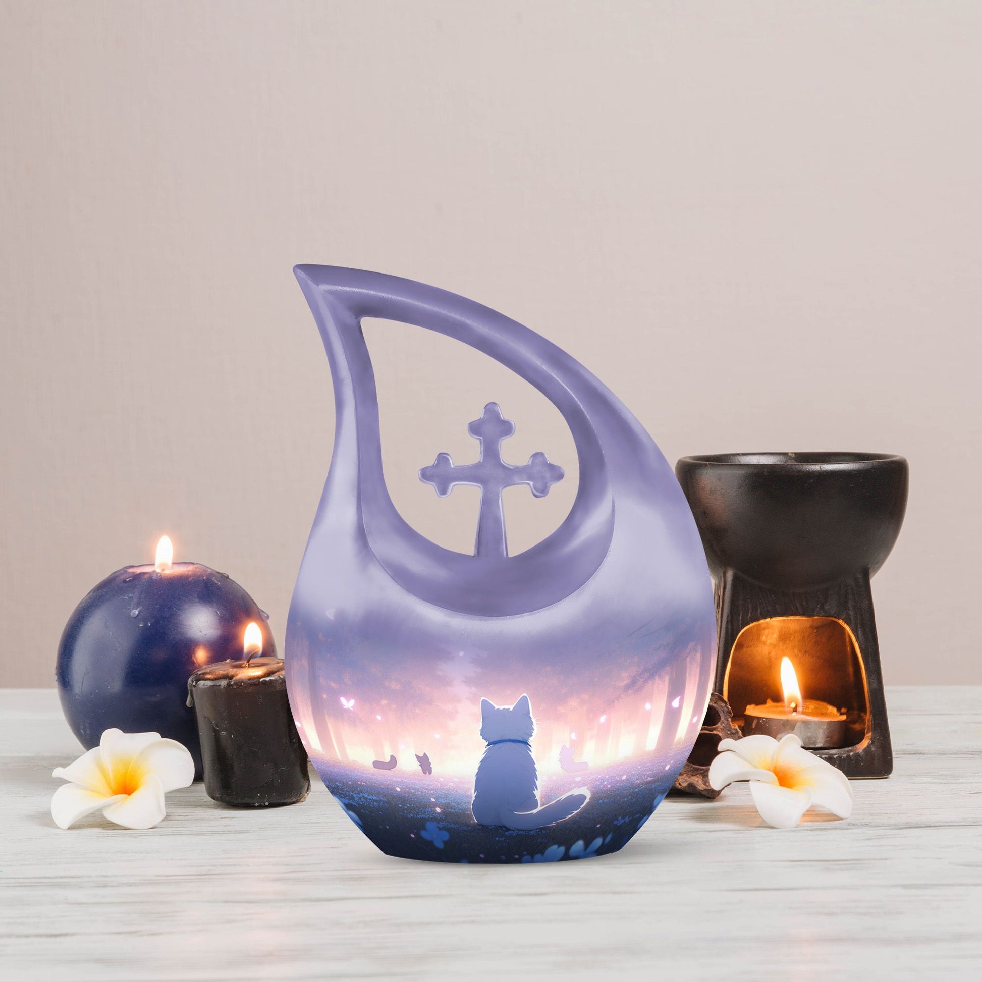 The Sorcerer's Cat themed Cross Drop Companion Urn, 