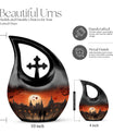 Lion-themed Cross Drop Aluminium urn 