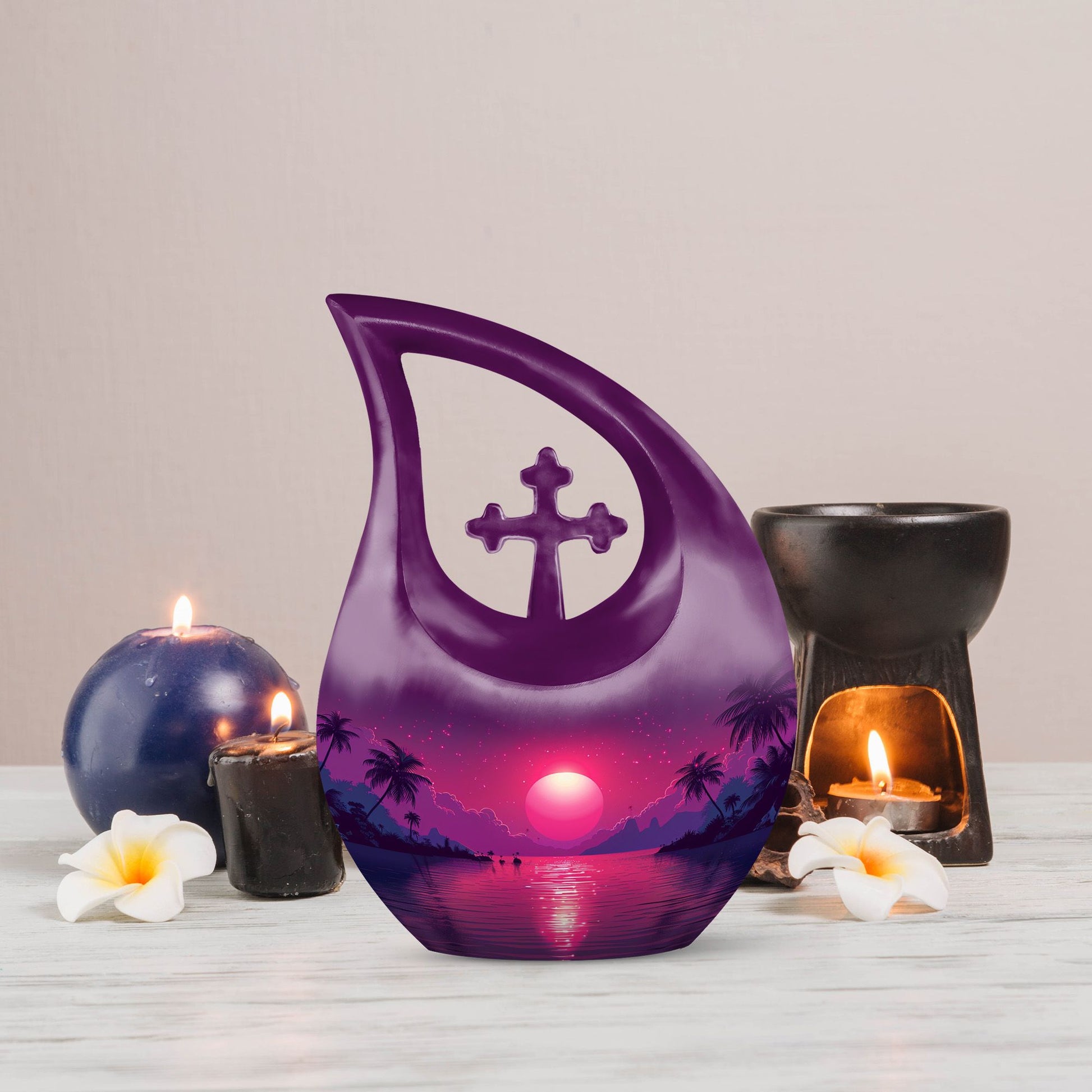 Stylish 10 Inch Crimson Moon Urn 