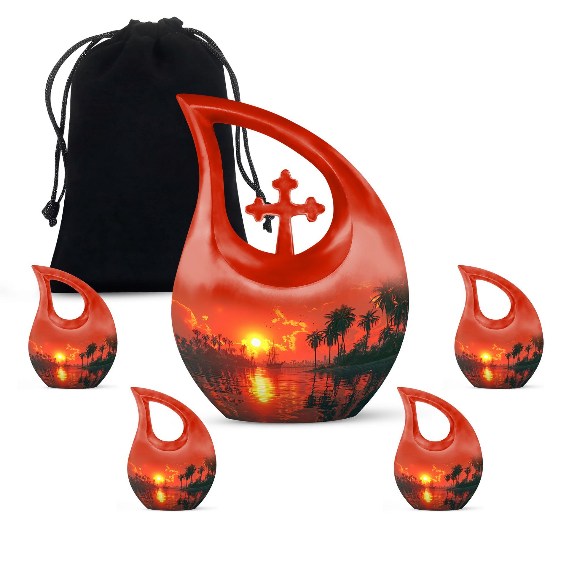 10 Inch Crimson Moon Urn 