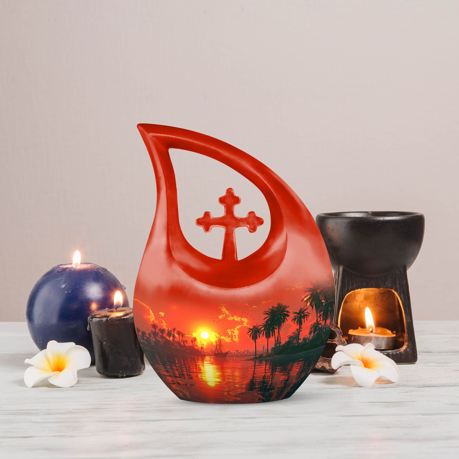 10 Inch Crimson Moon Urn 