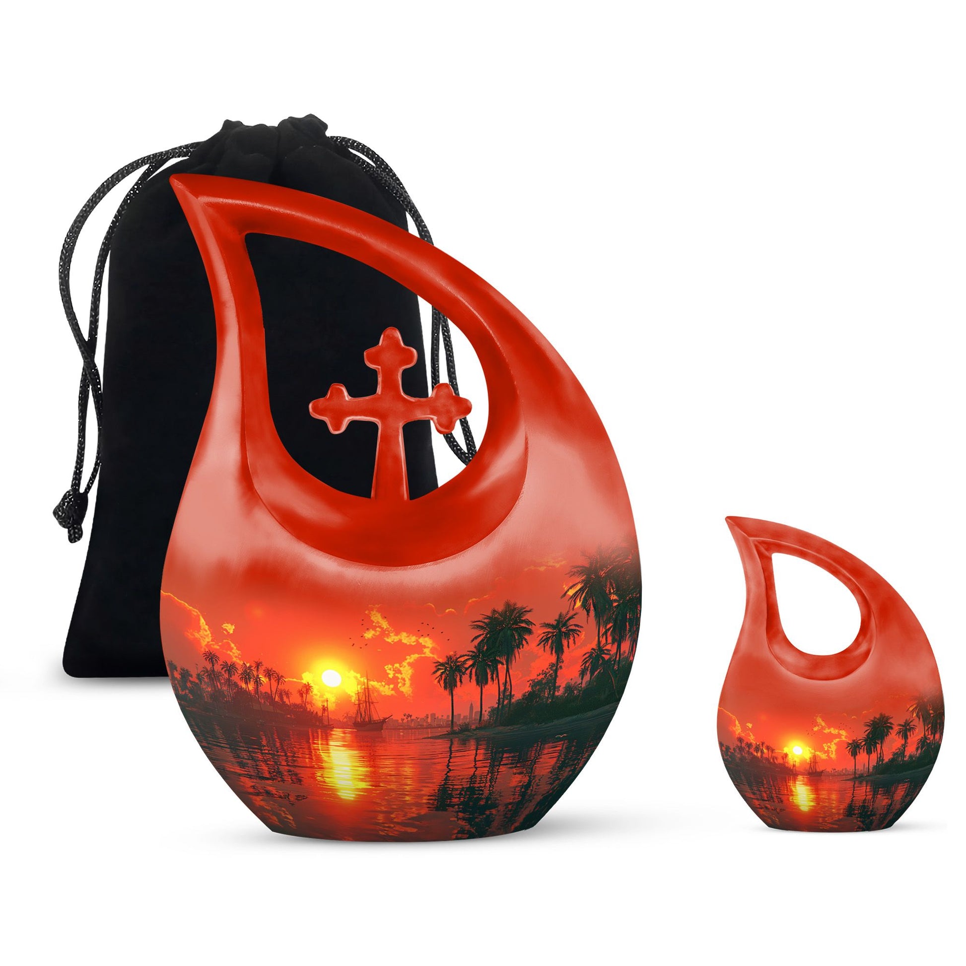 10 Inch Crimson Moon Urn 