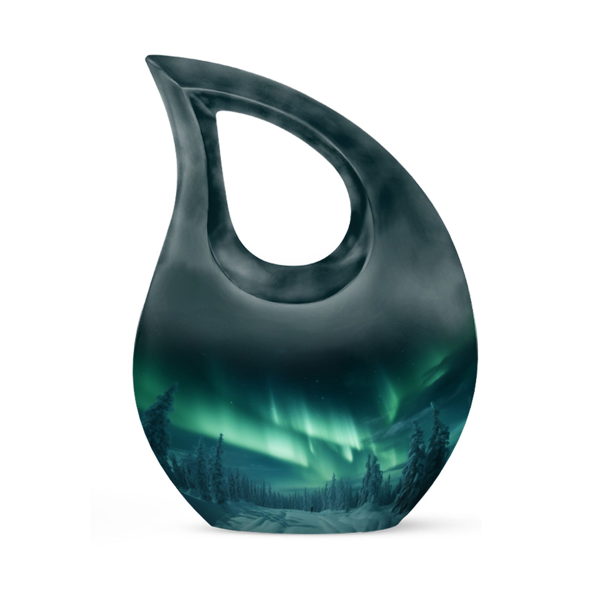 10-Inch Aurora Borealis over Cross Drop Urn,