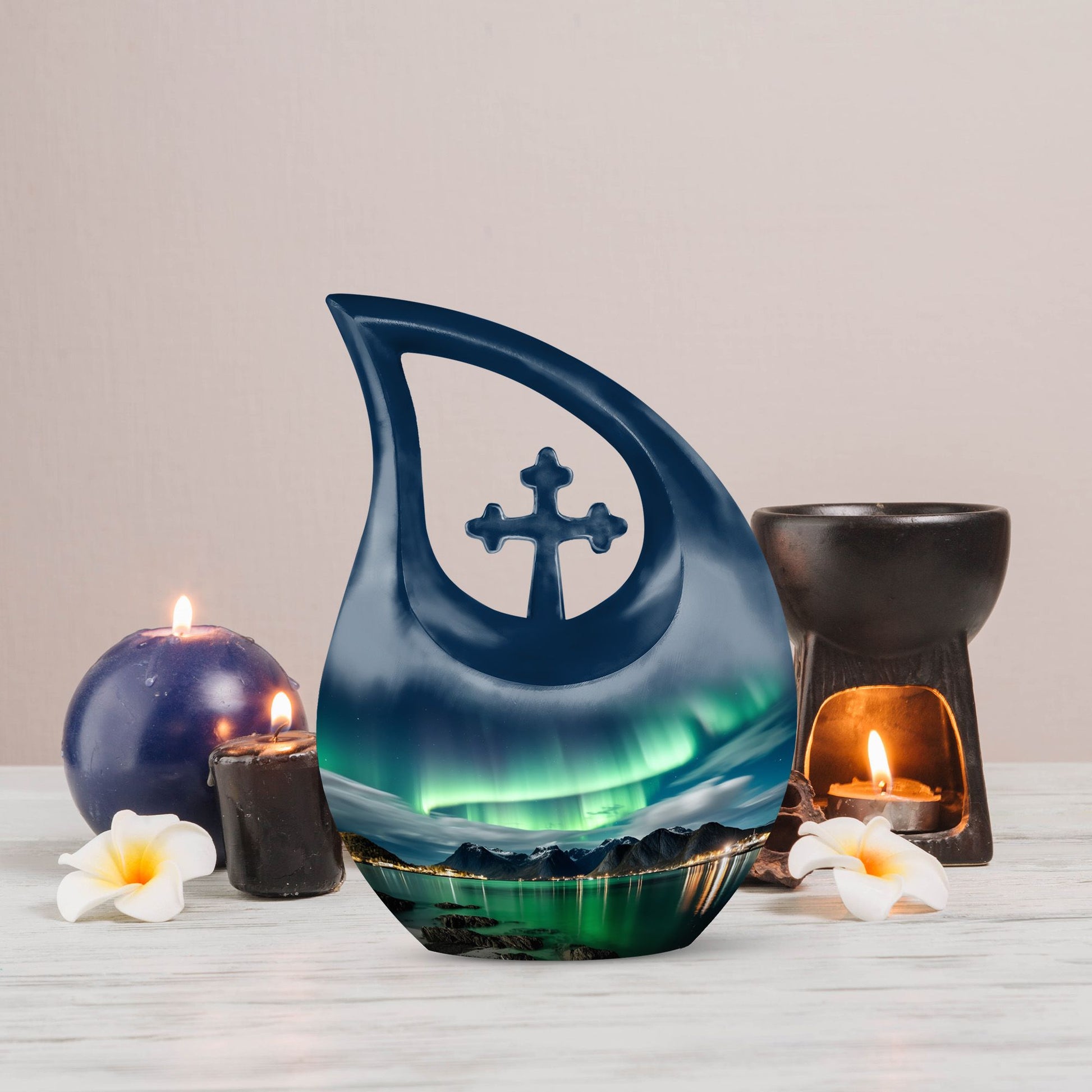 10-inch Aurora's Luminous Cross Drop Design Urn