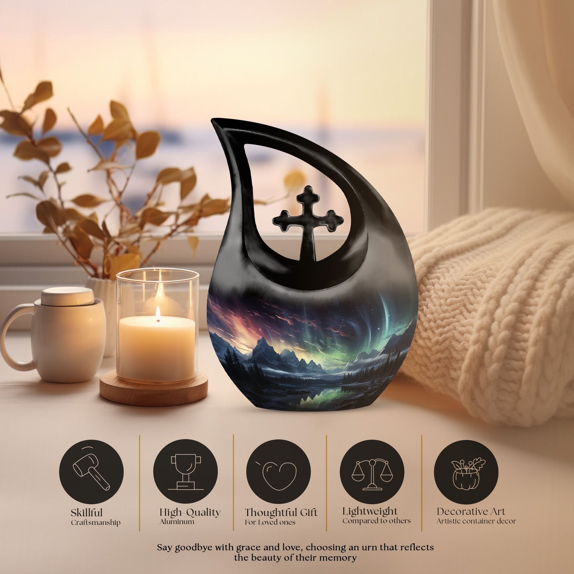 10-inch Aurora Miracles Over Urn 