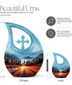 Dusk To Dawn, 10 inch cross drop mini cremation urn