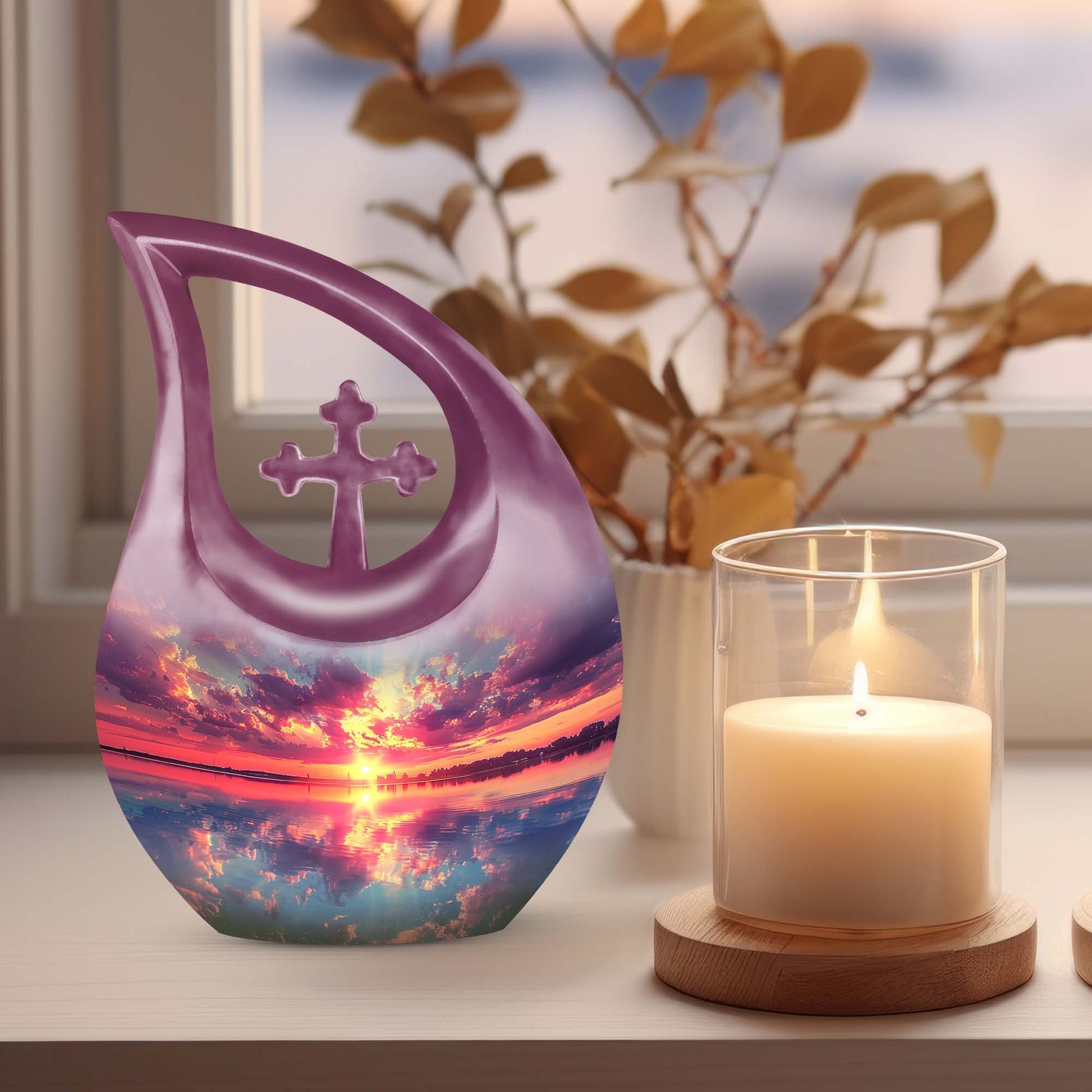 10-inch Sunset Reflection Over urn 