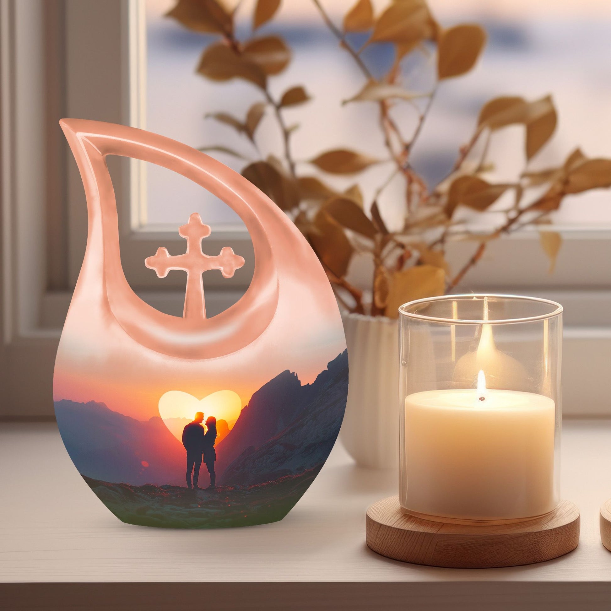 Mountain Silhouette Love memorial urn