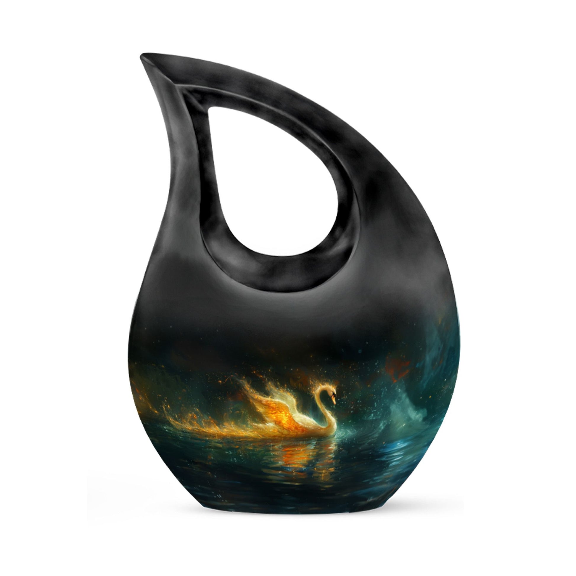 Cosmic Fire Swan Urn 