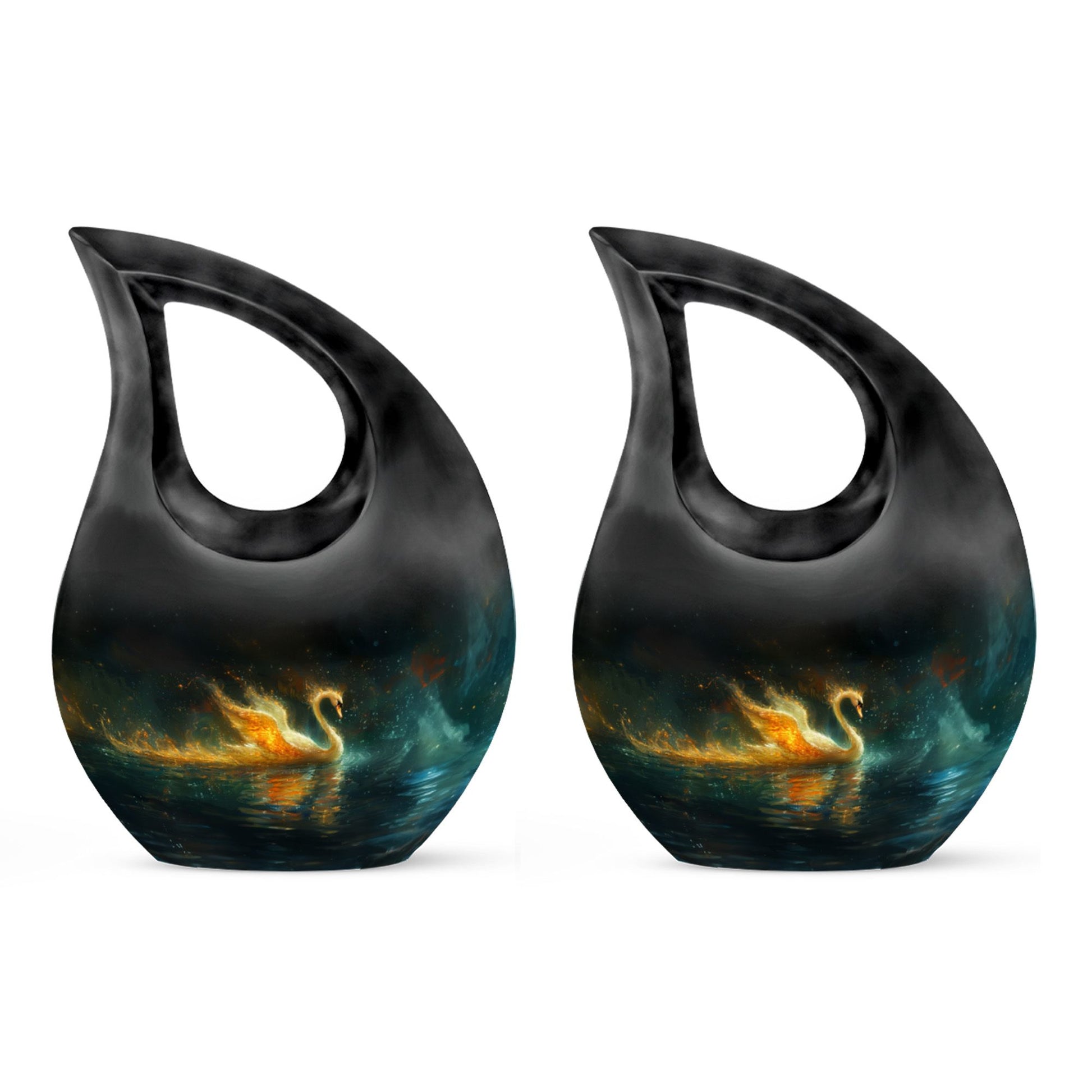 Cosmic Fire Swan Urn 