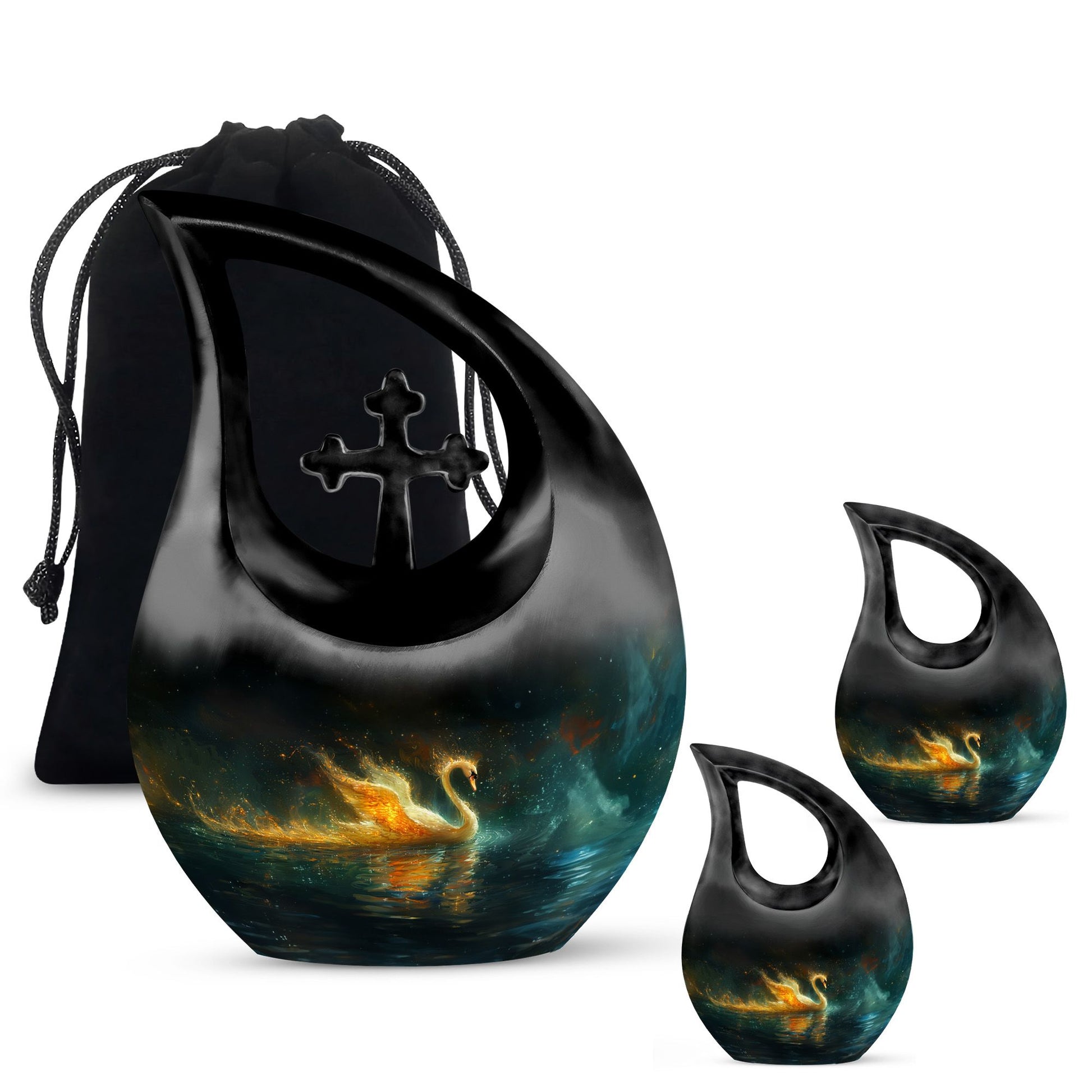 Cosmic Fire Swan Urn 