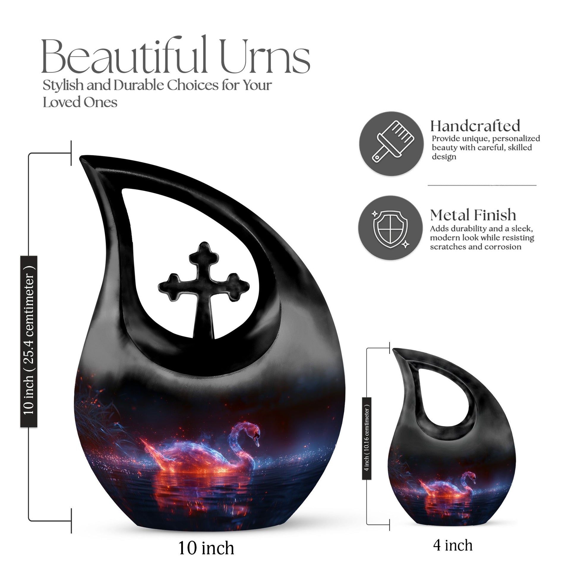 10-inch Ethereal Swan Embers Urn