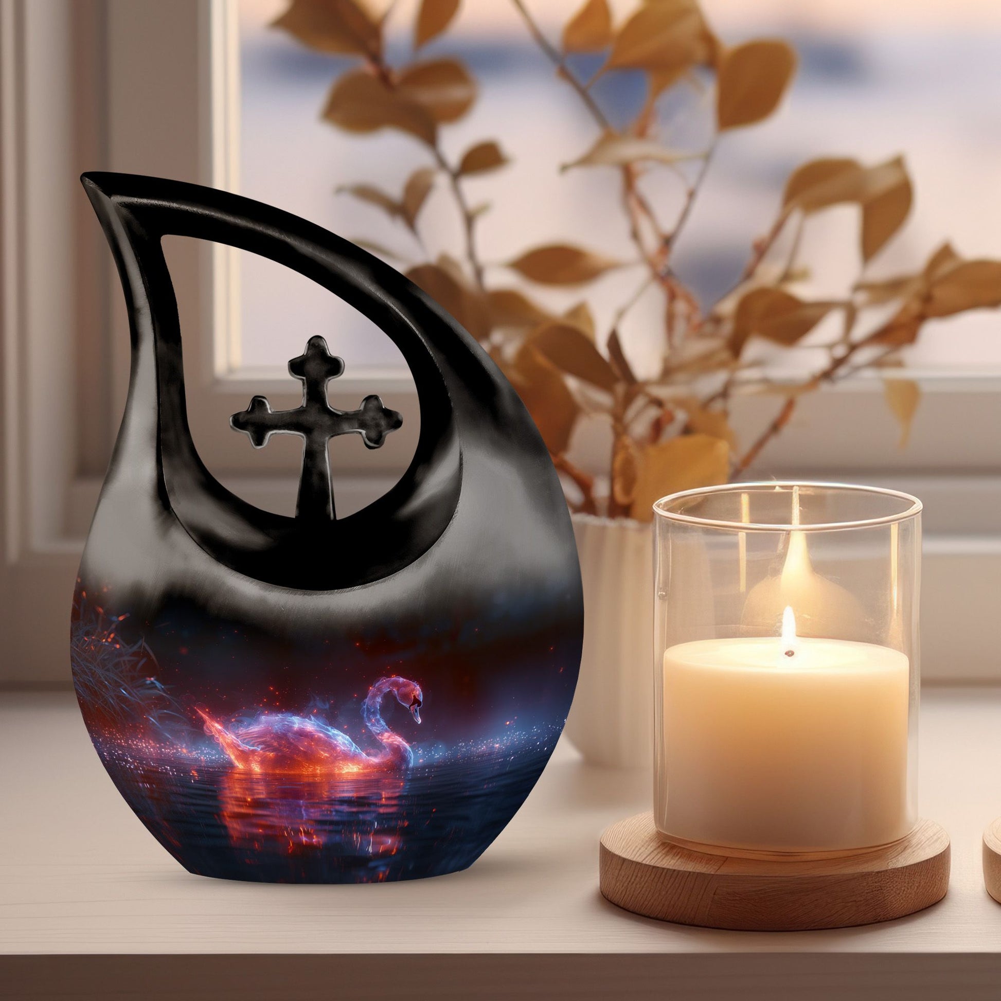 10-inch Ethereal Swan Embers Urn