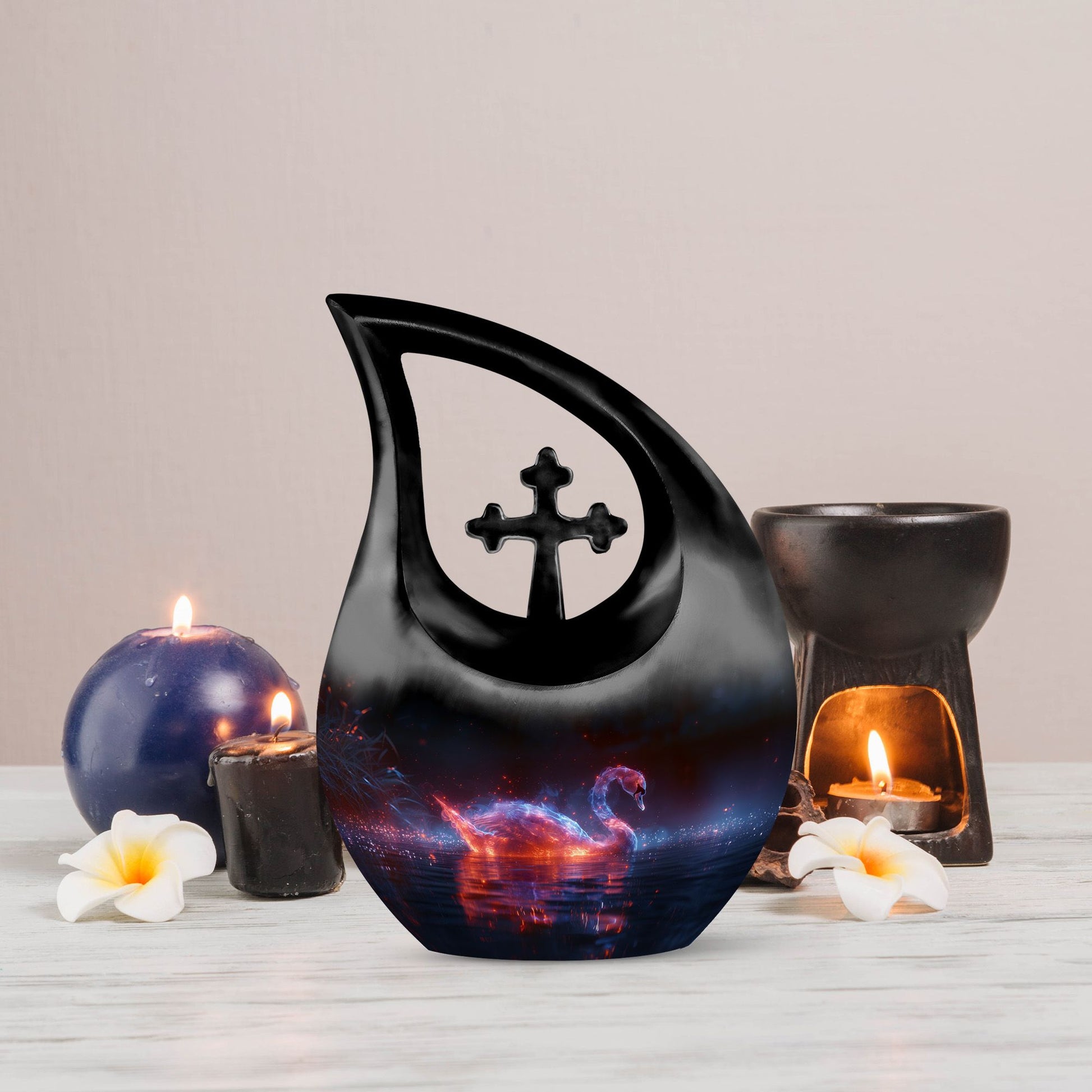 10-inch Ethereal Swan Embers Urn