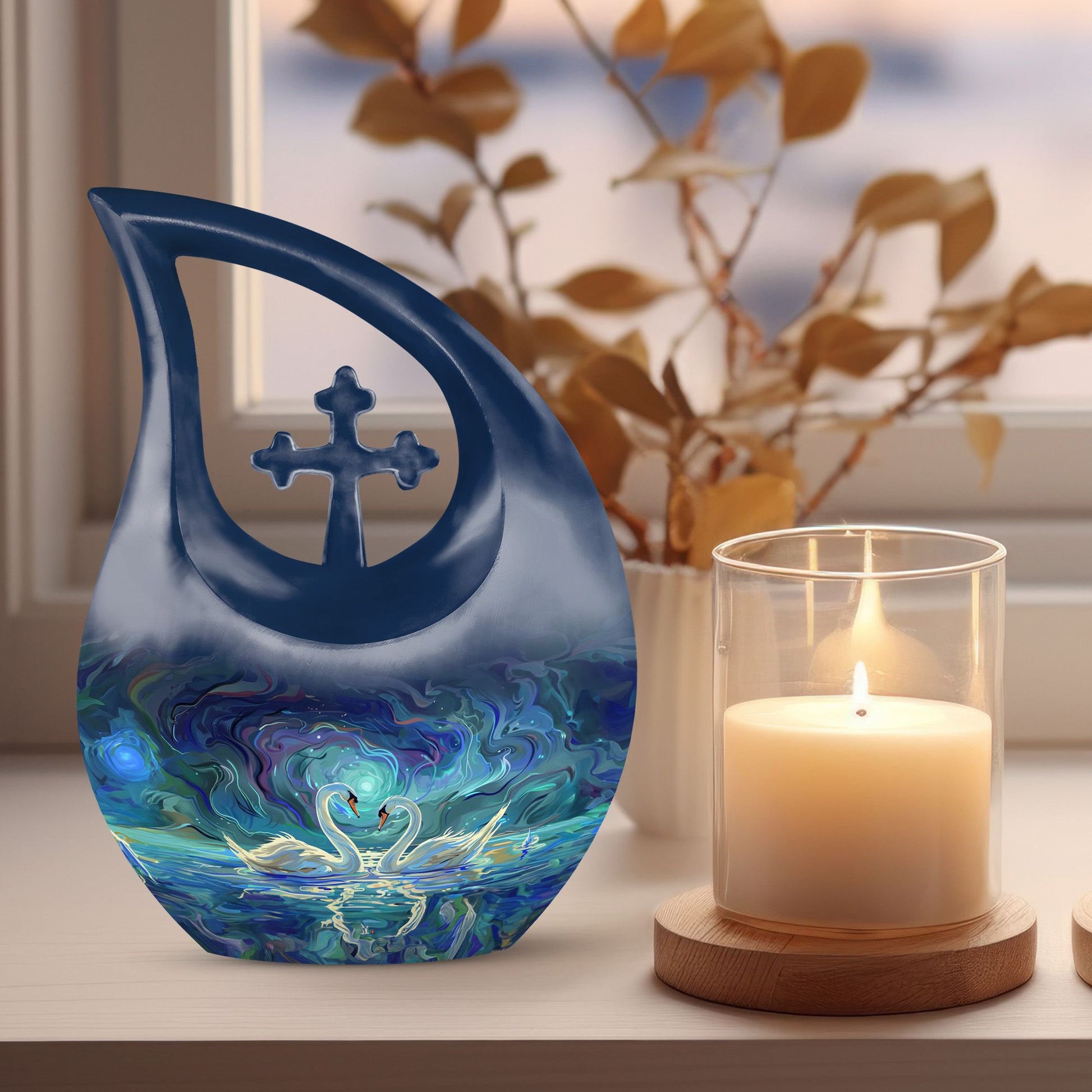 10-inch Swirling Swan Nebula Urn 