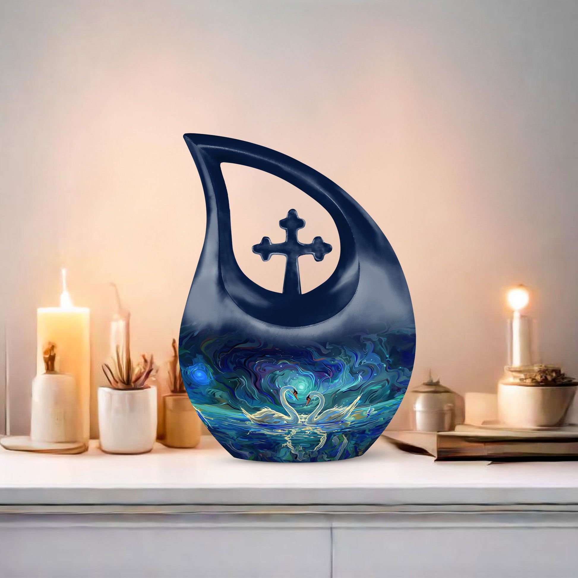 10-inch Swirling Swan Nebula Urn 