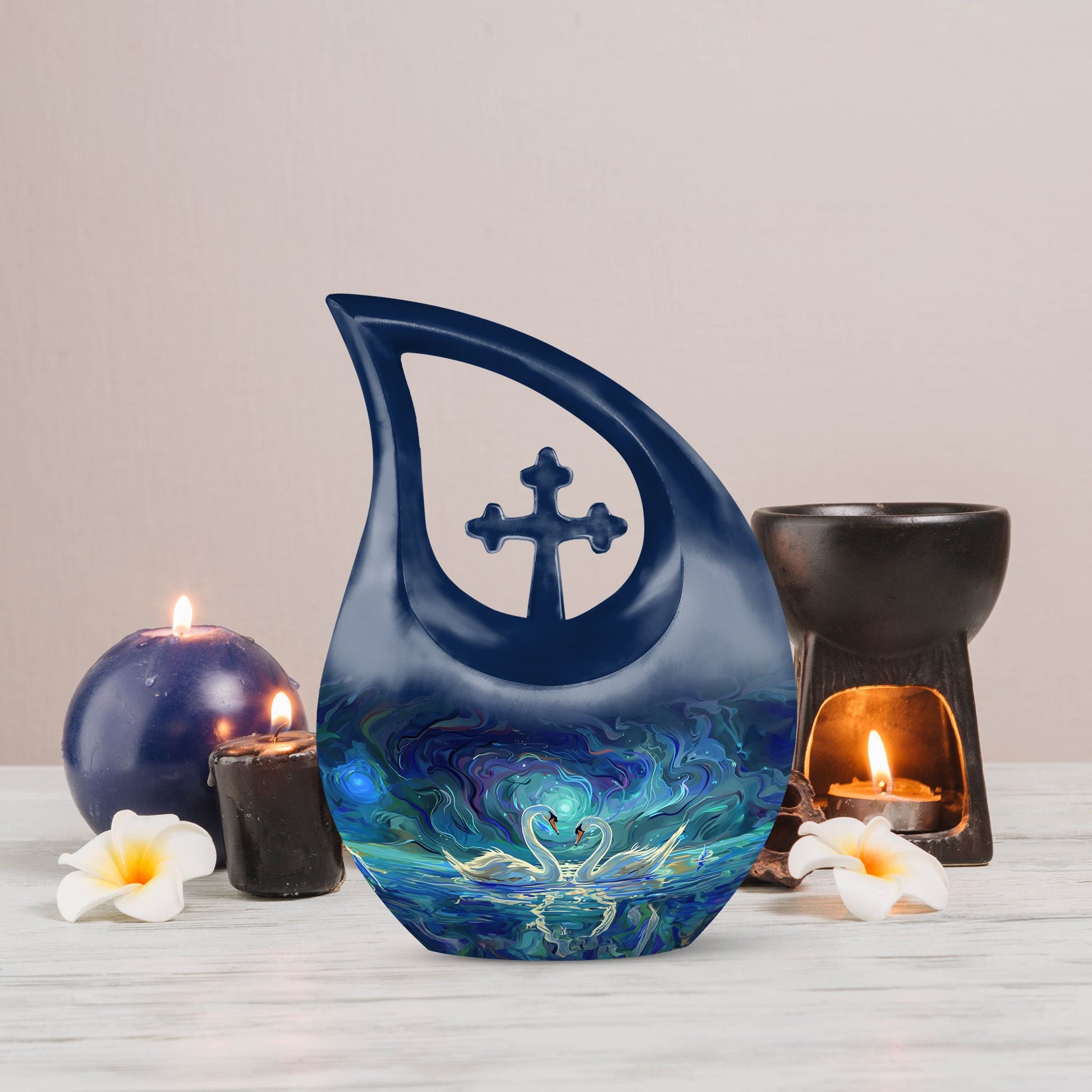 10-inch Swirling Swan Nebula Urn 