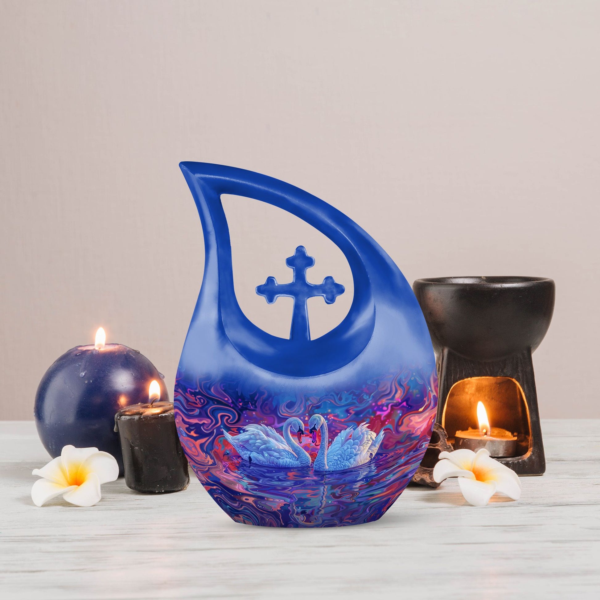 10-inch Surreal Swan Reflections Urn