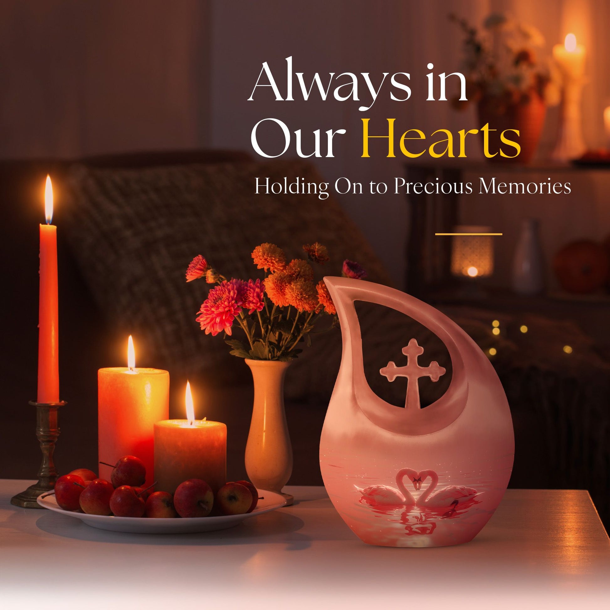 10-inch Romantic Swan Reflections Urn