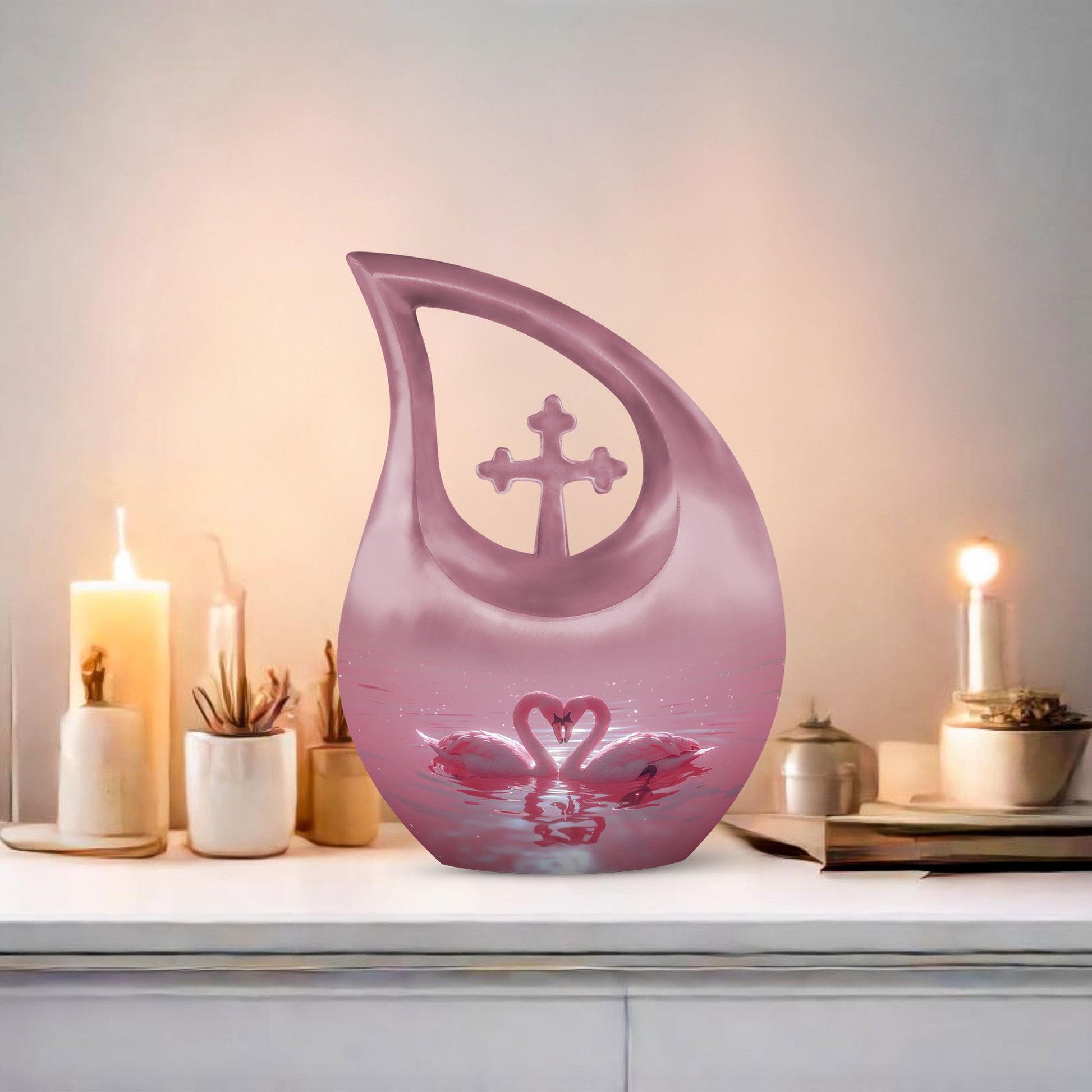 10-inch Romantic Swan Reflections Urn