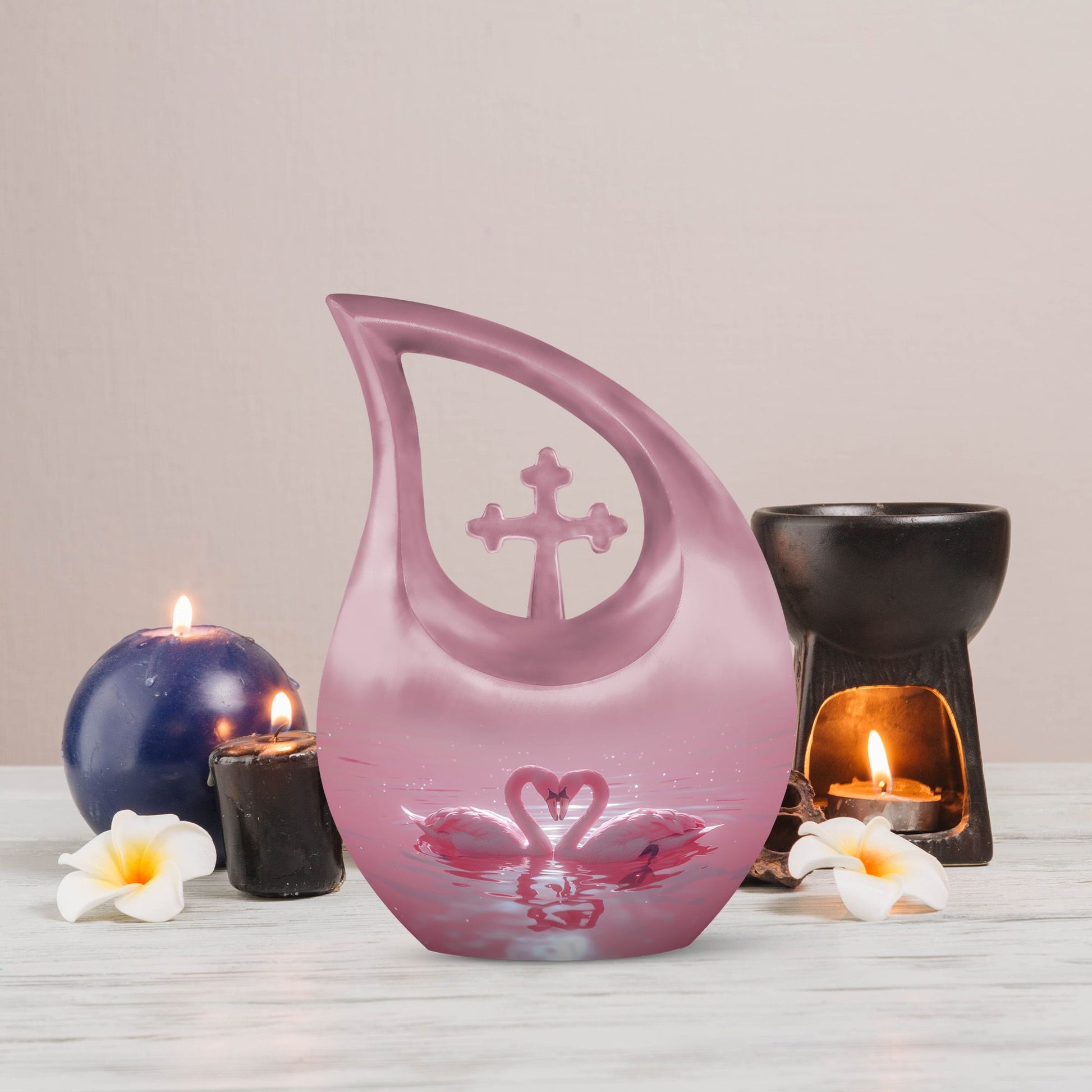 10-inch Romantic Swan Reflections Urn