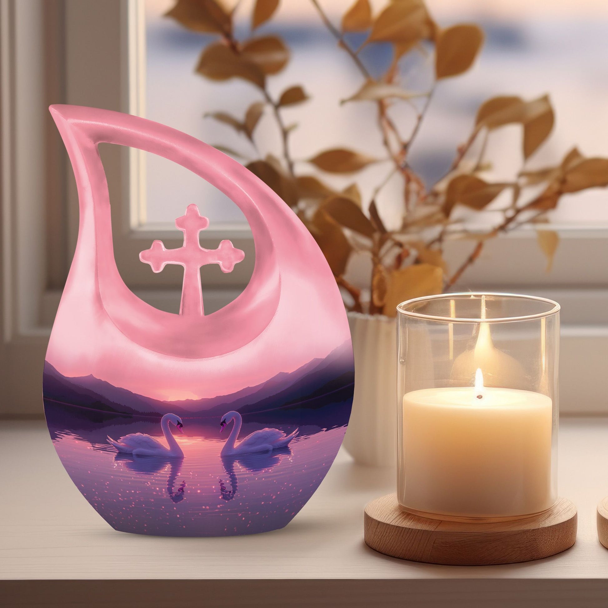 10-inch Twilight Swan Silhouettes Urn 