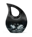 10-inch Monochrome Swan Urn with Cross Drop design 