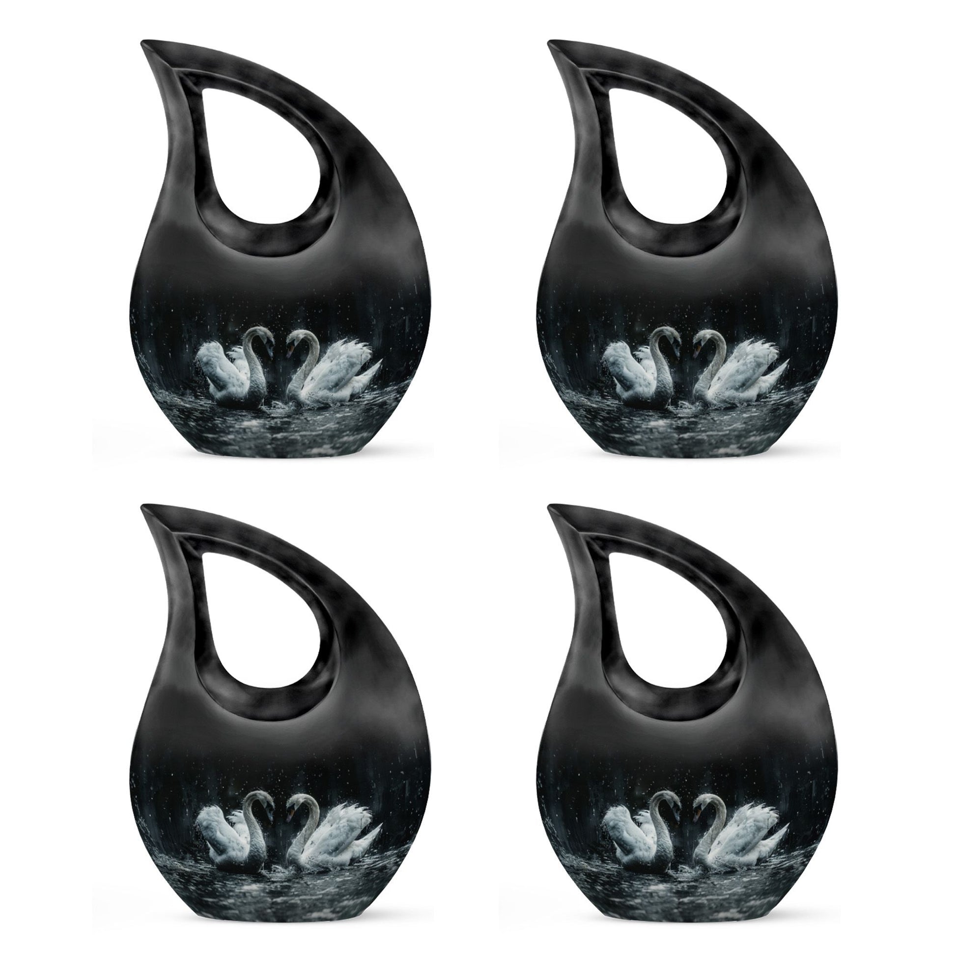 10-inch Monochrome Swan Urn with Cross Drop design 