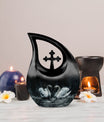 10-inch Monochrome Swan Urn with Cross Drop design 