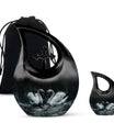 10-inch Monochrome Swan Urn with Cross Drop design 