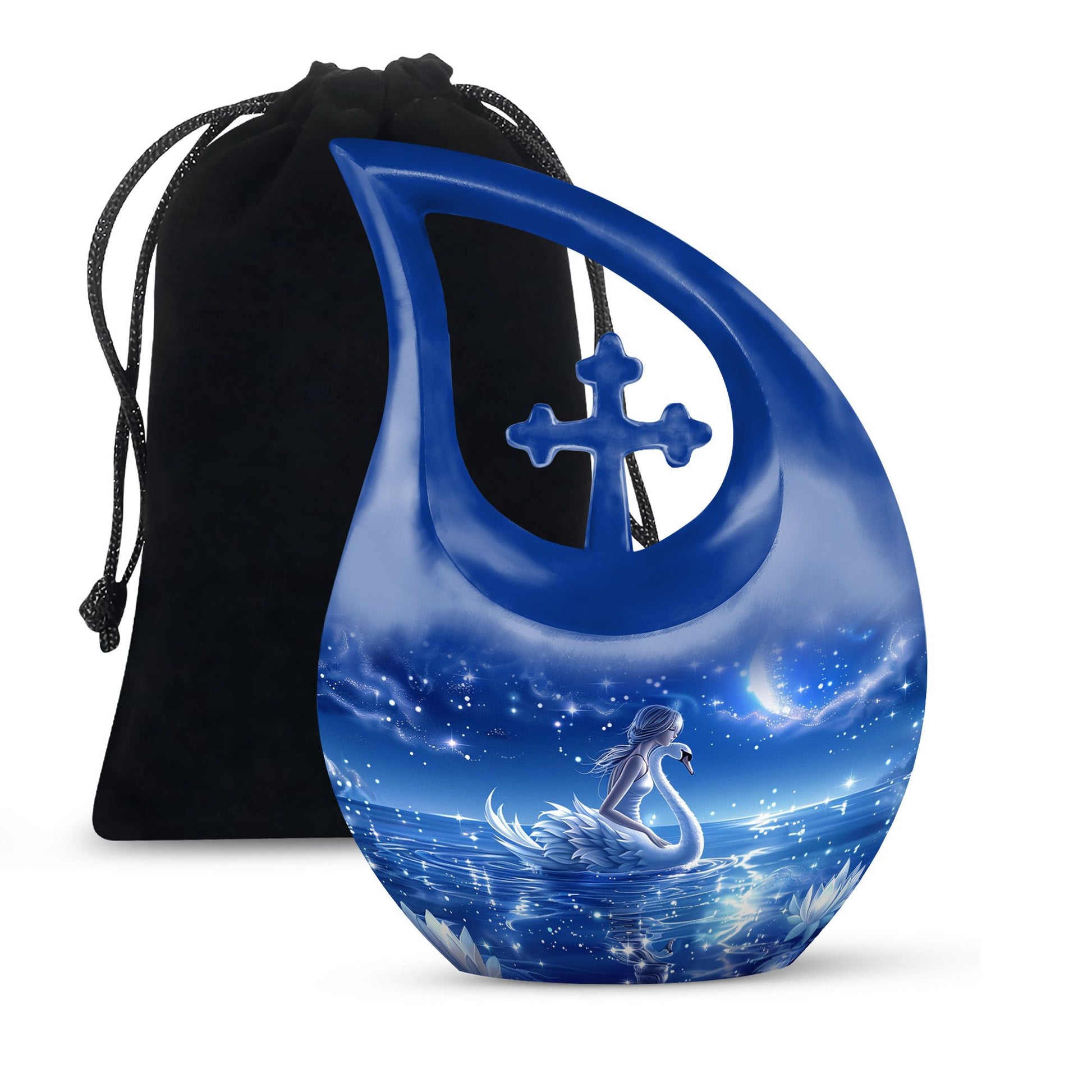 10-Inch Celestial Swan Dreamscape Urn for brothers ashes,