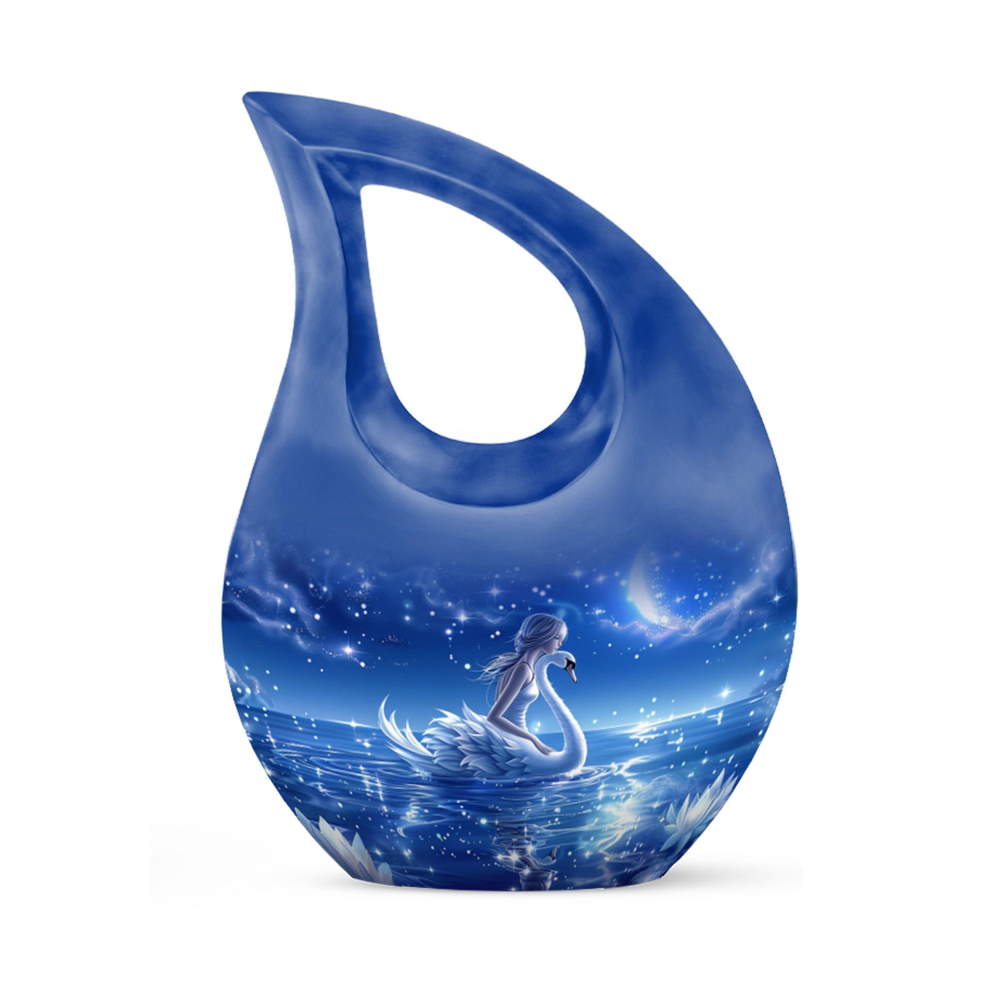 10-Inch Celestial Swan Dreamscape Urn for brothers ashes,