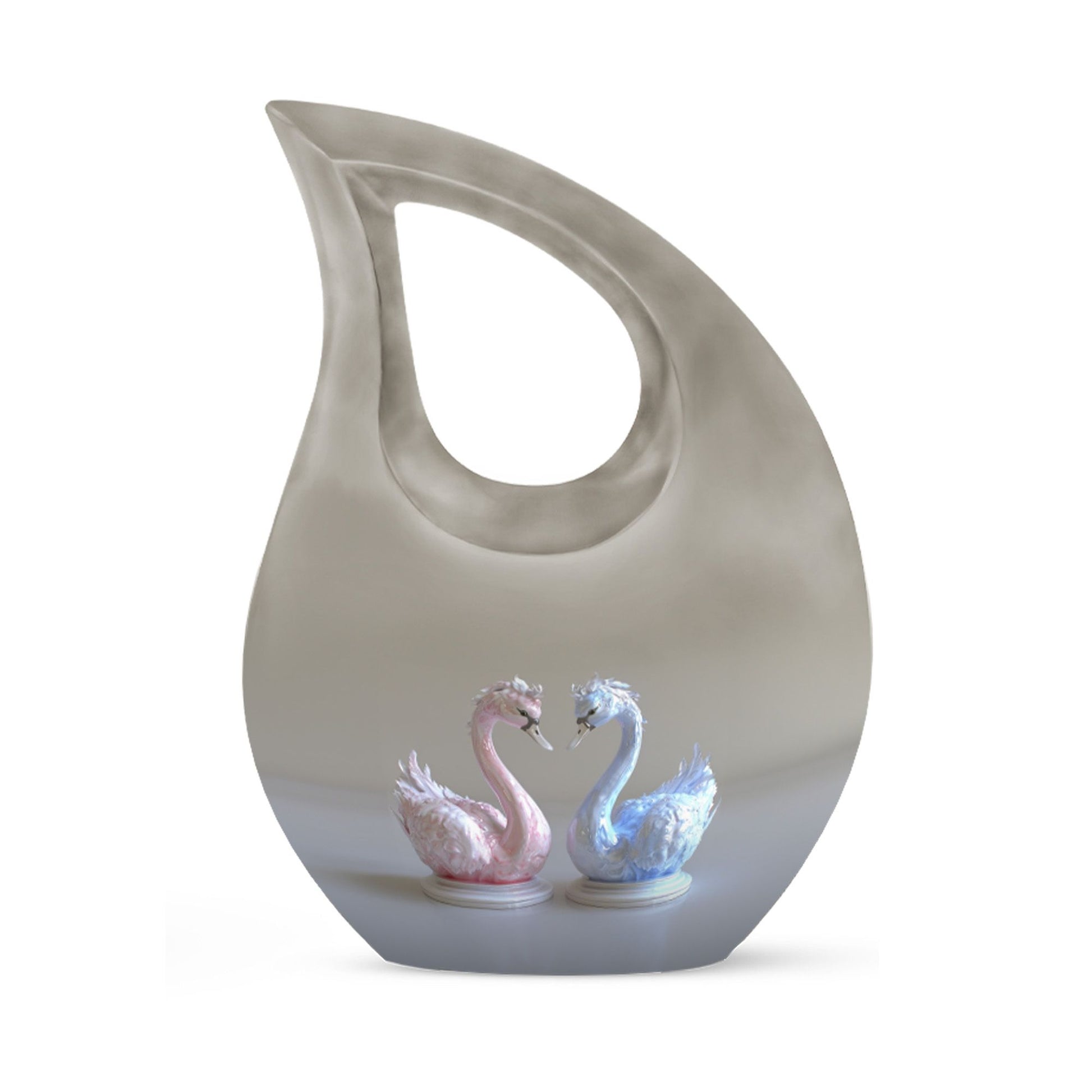 10-Inch Iridescent Swan Duo Memorial Urn 